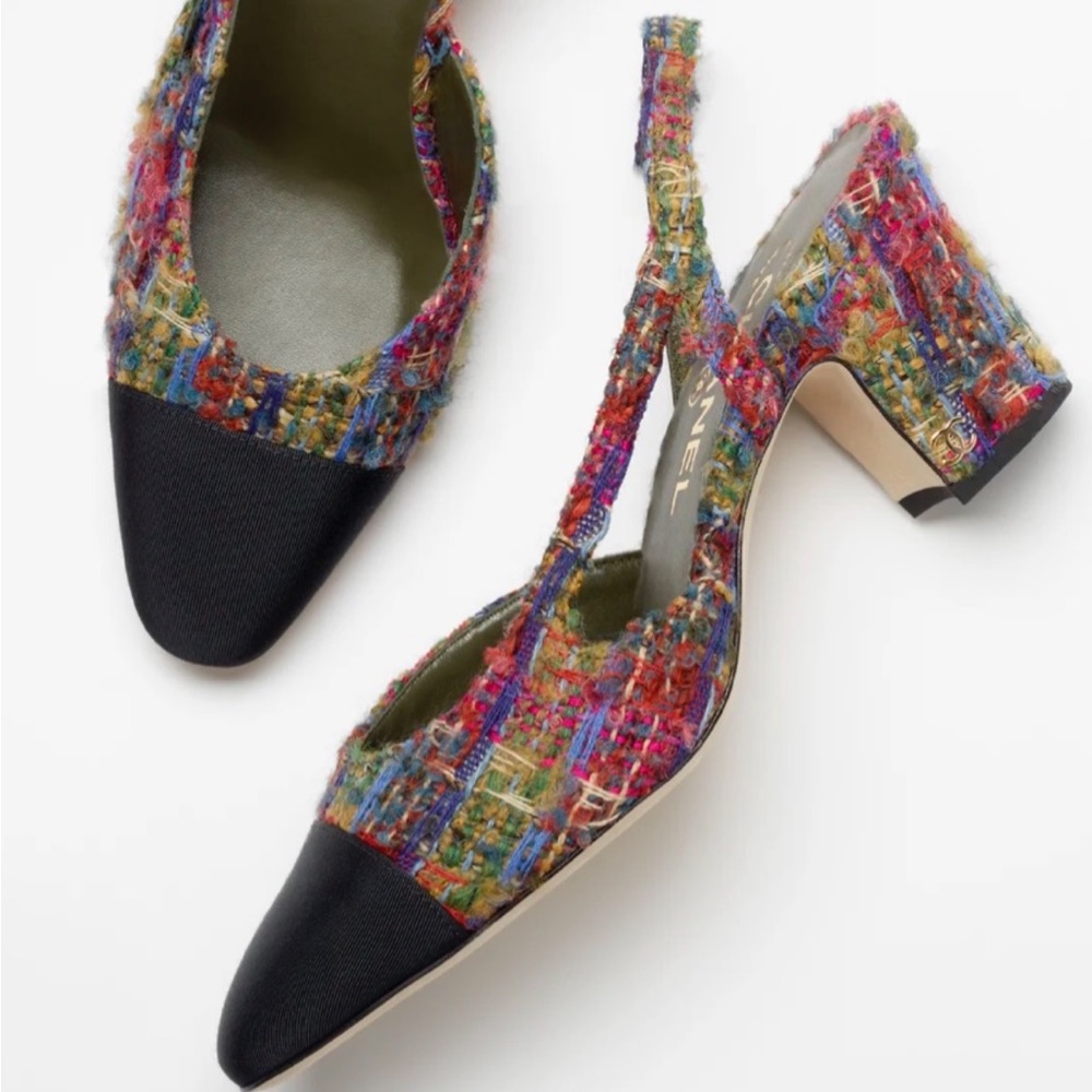 ISO NOT FOR SALE - Chanel 22 multicolor tweed sling backs in 39 or 39.5